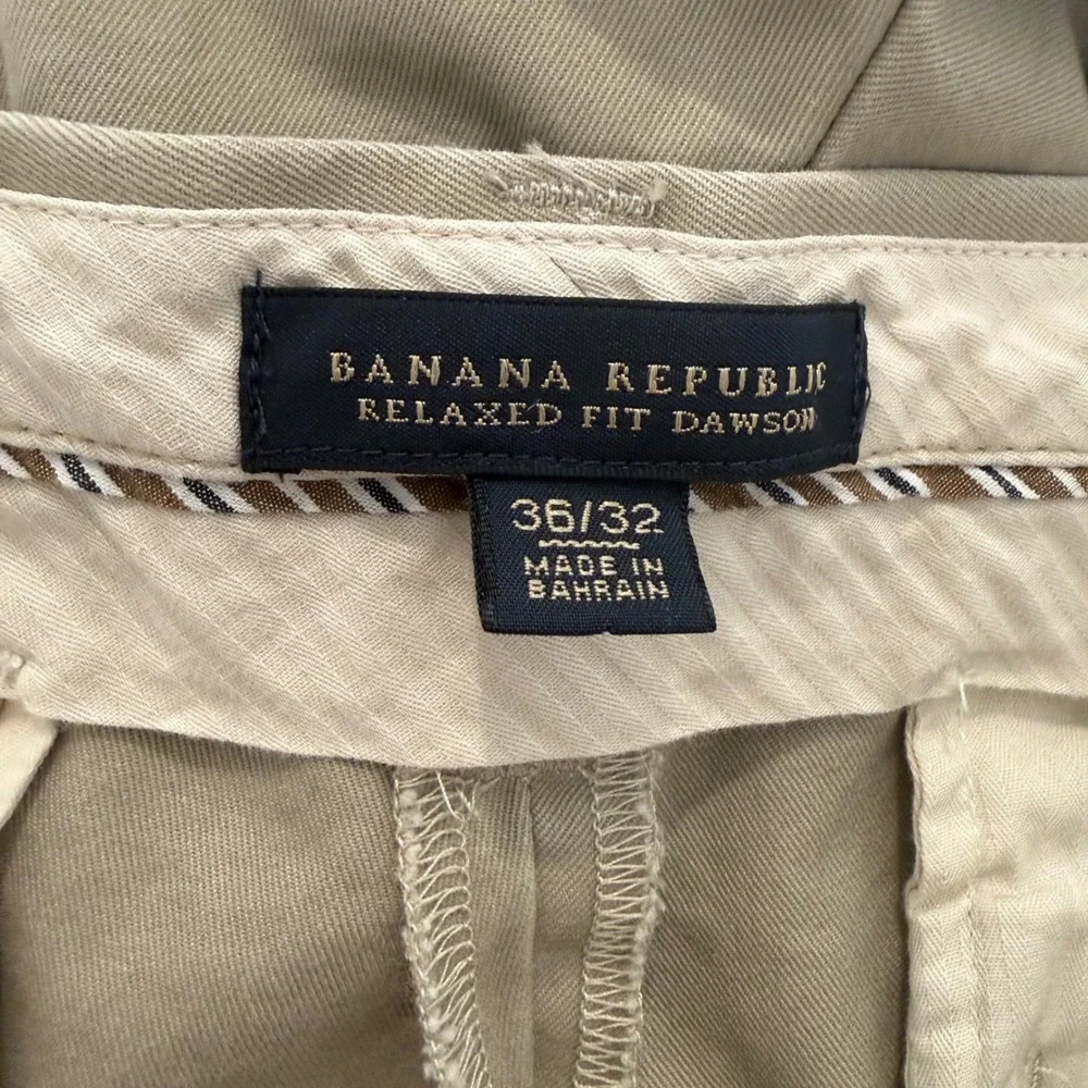 Banana Republic Relaxed Fit Dawson Chino Pants Mens 36x32 Khaki Tan Cotton Twill